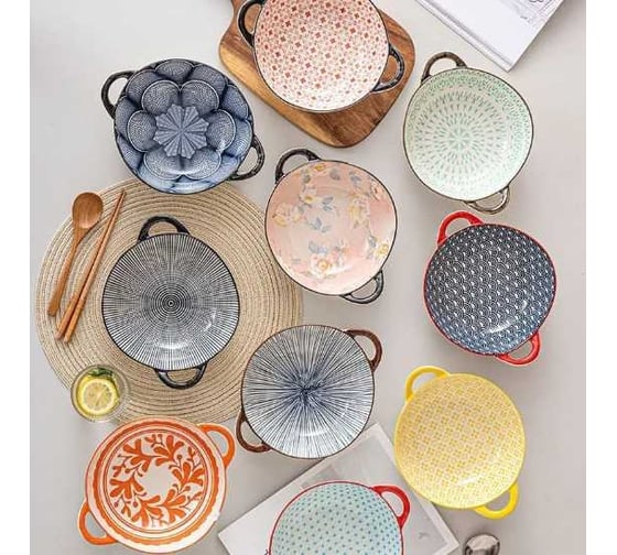 Тарелка Homium Japanese Collection, Home, с ручками, голубой/коричневый, D23.5 см homeJC03