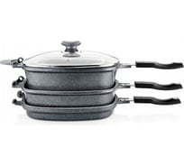 Набор посуды из 7 предметов OMS collection крышка стекло/сталь, ручка бакелит, серый 3224-Gr