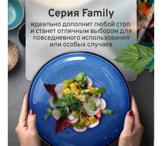 Тарелка Homium Kitchen, Family, глубокая, синий, D25 см, объем 800 мл bowlfamily03