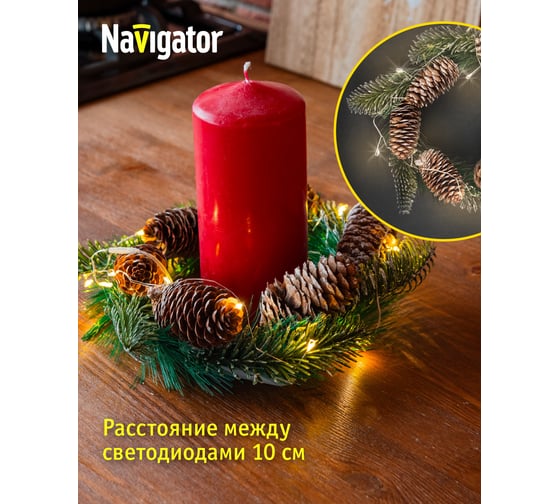Гирлянда Navigator 95 036 NGF-D041-02 венок шишки WW 95036