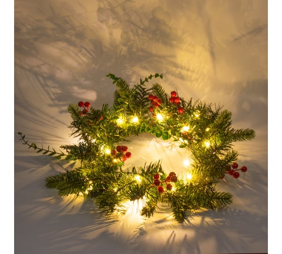 Украшение светодиодное «Венок» Uniel на батарейках ULD-T4040-020/SNA/3AA WARM WHITE IP20 WREATH UL-00011297 1