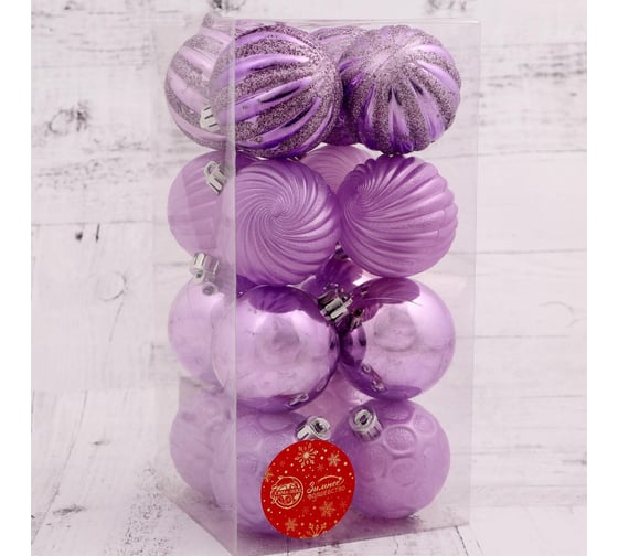 Набор шаров Зимнее волшебство пластик диаметр 6 см, 16 шт Полонез 4941798 1