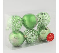Набор шаров Зимнее волшебство пластик диаметр 8 см, 6 шт Эстер узор, зелёный 9510515