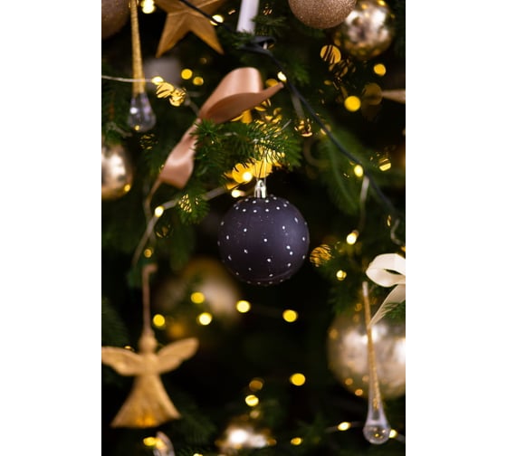 Набор елочных украшений Arya Home xmas ball 12 8 см, 3 предмета, черный 8680943223500 1