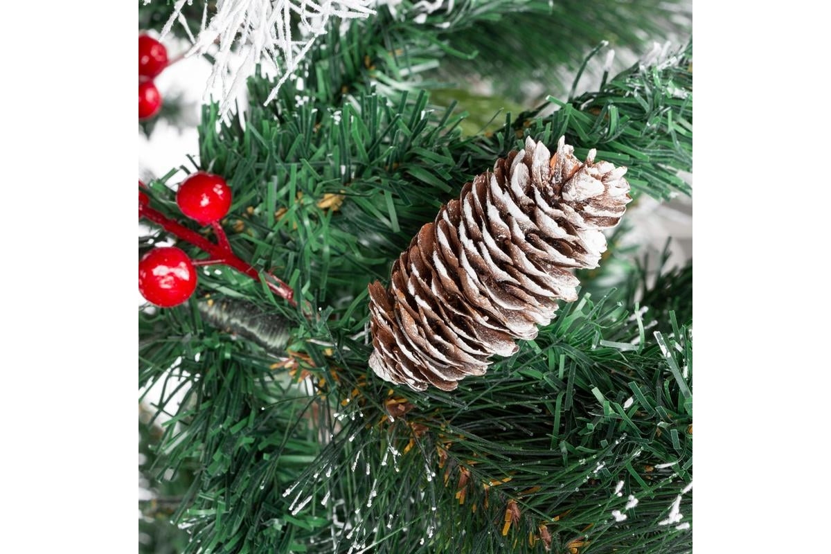 Искусственная напольная елка ООО Комус пвх, 180 см, с шишками, ягодами ...