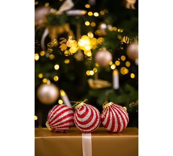 Набор елочных украшений Arya Home xmas ball 4 8 см, 3 предмета, красный 8680943223425