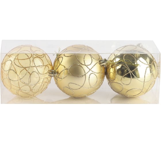 Набор елочных украшений Arya Home ball 3 8 cм, 3 предмета, золотой 8680943210906