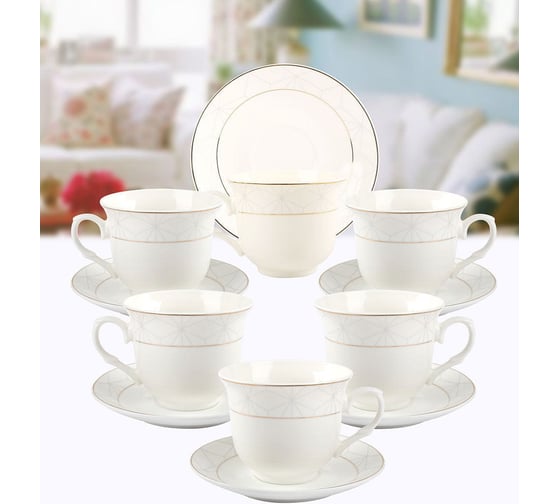 Чайный набор Arya Home belle exclusive из костяного фарфора, 250 мл, 12 предметов 8680943109545