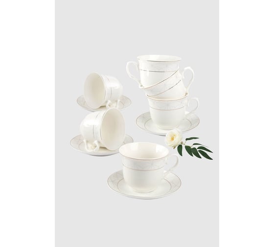 Чайный набор Arya Home belle exclusive из костяного фарфора, 250 мл, 12 предметов 8680943109545