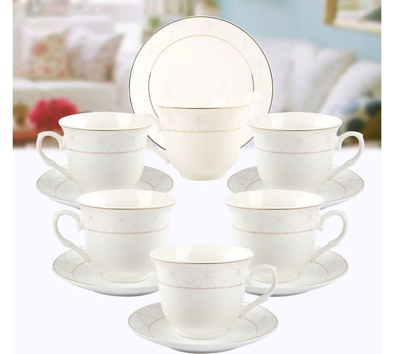 Чайный набор Arya Home belle exclusive из костяного фарфора, 250 мл, 12 предметов 8680943109545