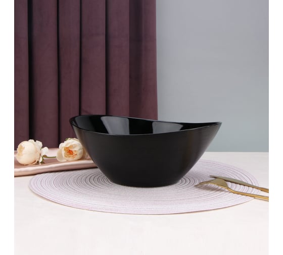Салатник Arya Home ellipse из опалового стекла, черный 8680943224125