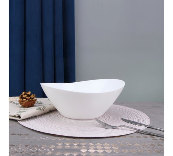 Салатник Arya Home ellipse из опалового стекла, белый 8680943224118
