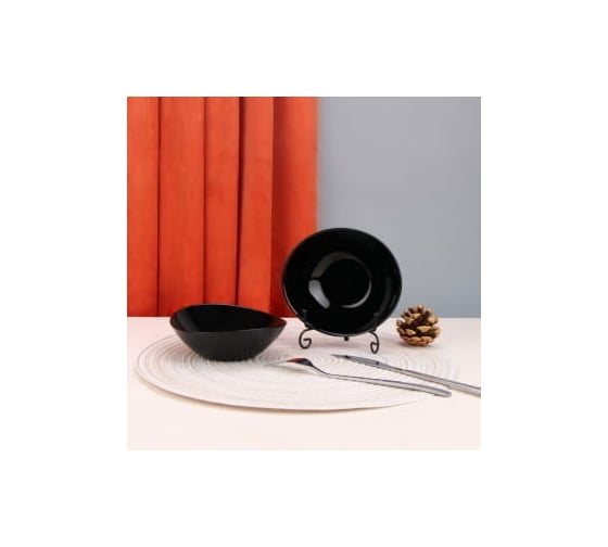 Салатник Arya Home ellipse из опалового стекла, черный, 6 предметов 8680943224101