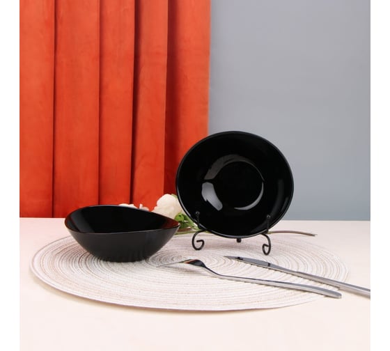 Салатник Arya Home ellipse из опалового стекла, черный, 6 предметов 8680943224101