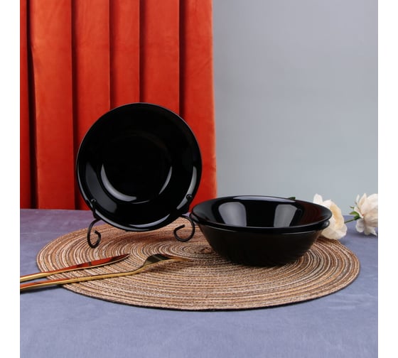 Салатник Arya Home globe из опалового стекла, черный, 6 предметов 8680943224002