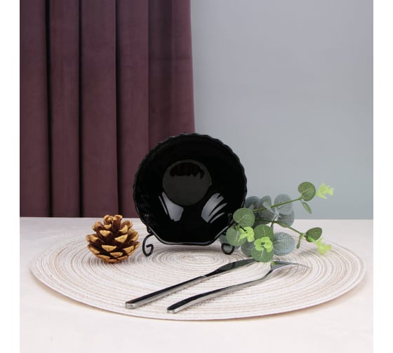 Салатник Arya Home shell из опалового стекла, 6 предметов, черный 8680943224187