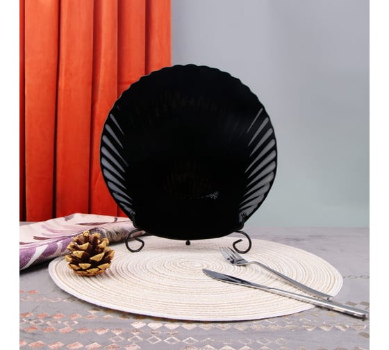 Салатник Arya Home shell из опалового стекла, 6 предметов, черный 8680943224187