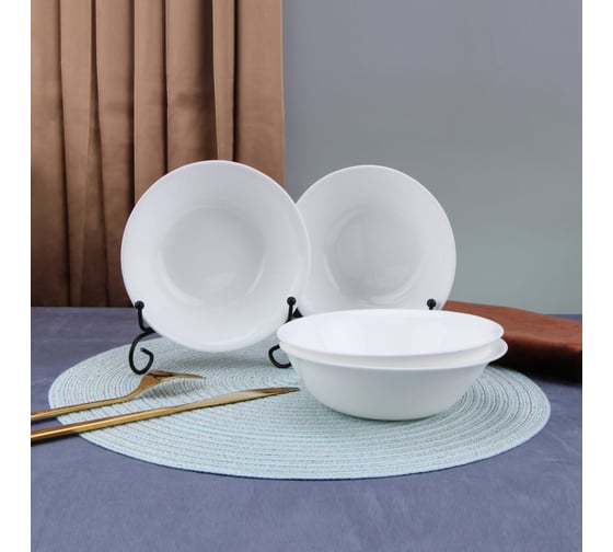 Салатник Arya Home globe из опалового стекла, 6 предметов, белый 8680943223999
