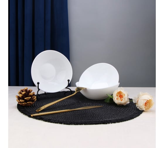 Салатник Arya Home ellipse из опалового стекла, 6 предметов, белый 8680943224095
