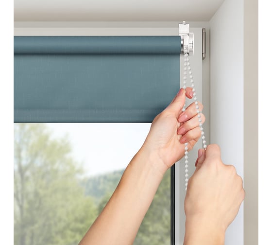 Рулонная штора PRAKTO SHANTUNG 65x160 см, бирюзовый 9403220558