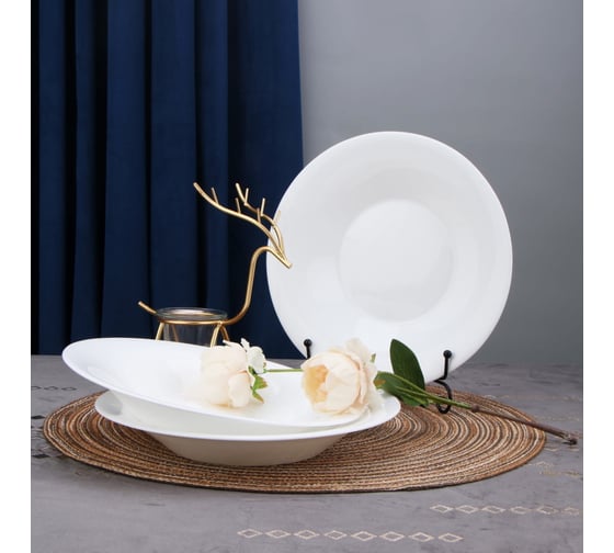 Глубокая тарелка Arya Home globe из опалового стекла, 6 предметов, белый 8680943223975 1