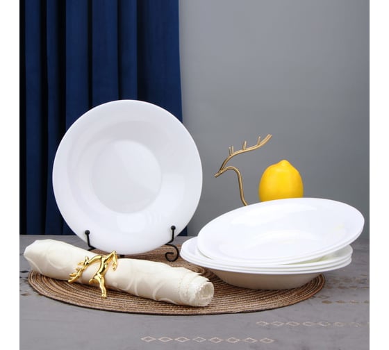 Глубокая тарелка Arya Home globe из опалового стекла, 6 предметов, белый 8680943223975