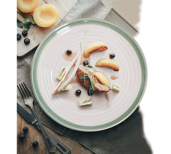 Набор тарелок Arya Home white stoneware 4 предмета, 20,8x2,5x12,3 см, зеленый 8680943230256