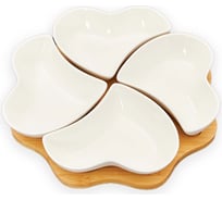 Менажница JEWEL Фиона 4-х секционная, на подставке, фарфора ПС0039-46