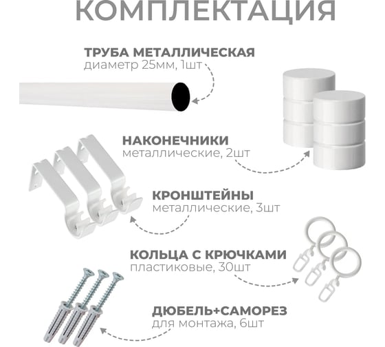 Металлический карниз LM DECOR лайт цилиндр, диаметр 25 мм, 3 м, белый глянец SC08813131300WH