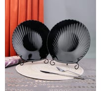 Обеденная тарелка Arya Home shell из опалового стекла 6 пр. черный 8680943224149
