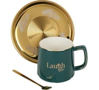 Чайный набор IHome чашка 270мл, блюдце, ложка 680080, зеленый SJ1586-2-3