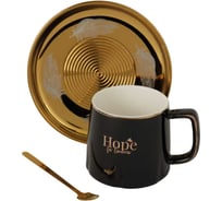 Чайный набор IHome чашка 270мл, блюдце, ложка 680080, черный SJ1586-2-2