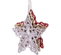 Новогоднее украшение ООО Комус подвесное, звезда, 3 шт., красный, золотистый, серебристый, 10x10 см арт.86446 1576128