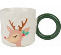 Кружка с круглой ручкой Зимняя сказка Олень, 250мл, белая 680092-2