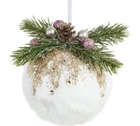 Украшение ООО Комус изделие декоративное, шар, белый, 11х9х11 см 774321 1837716