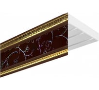 Карниз Эскар эконом+ в сборе 3-х рядный, антик инкрустация бордо 3,5 м, 534430350