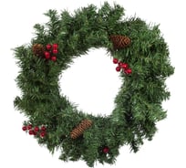 Венок ООО Комус Рождественский с ягодами и шишками, ПВХ, 40x40x15 см, hdcw112 1573360
