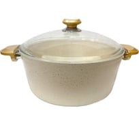 Кастрюля с стеклянной крышкой OMS collection 30x13 см, 8.7 л, с антипригарным покрытием, черный/золотой 3110.01.02-30-Gd