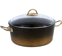 Кастрюля OMS collection 4,9 л 26x12.5 см, с антипригарным покрытием, крышка стекл., ручки золотые, ч./золото 3110.01.06/G-26-GD