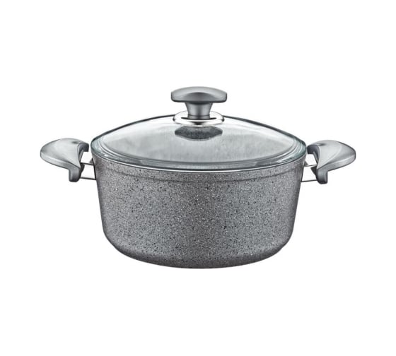 Кастрюля с стеклянной крышкой OMS collection 28x13 см, 6.95 л, с антипригарным покрытием, серый 3110.01.02-28-Gr 1