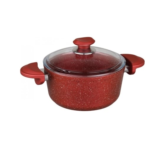 Кастрюля с стеклянной крышкой OMS collection 18x10 см, 2 л, с антипригарным покрытием, красный 3110.01.02-18-Rd