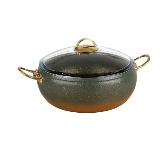 Кастрюля с стеклянной крышкой OMS collection 28x11.5 см, 6.6 л, с антипригарным покрытием, оливковый 3141-28-Olv 1
