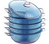 Мантоварка с стеклянной крышкой OMS collection 32x10 см, с антипригарным покрытием, синий 6091C.32.NS-Db