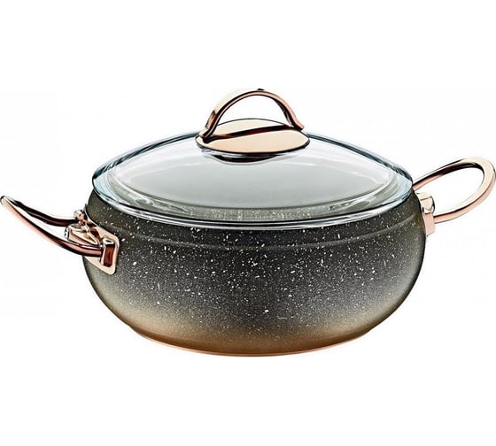 Кастрюля с стеклянной крышкой OMS collection 24x10.5 см, 4.5 л, с антипригарным покрытием, черный/медный 3141-24-Сp 1