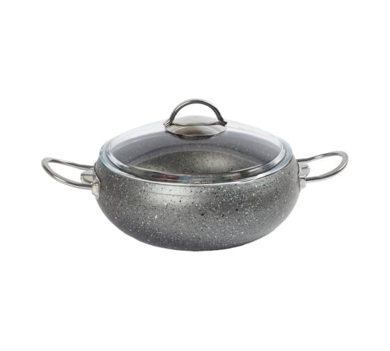Кастрюля с стеклянной крышкой OMS collection 22x10 см, 3.5 л, с антипригарным покрытием, черный/медный 3141-22-Cp