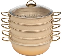 Мантоварка с стеклянной крышкой OMS collection 28x10 см, 5.8 л, с антипригарным покрытием, кремовый 6091C.28.NS-CRM