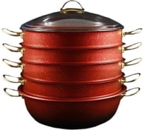 Мантоварка с стеклянной крышкой OMS collection 28x10 см, 5.8 л, с антипригарным покрытием, красный 6091C.28.NS-Rd