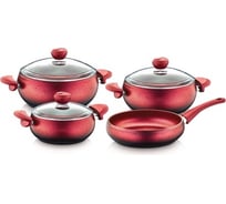 Набор посуды с антипригарным покрытием OMS collection из 7 (4/3) предметов, крышки стеклянные, терракотовый 3017-TC