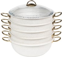 Мантоварка с стеклянной крышкой OMS collection 30x10 см, 6.4 л, с антипригарным покрытием, ментоловый 6091C.30.NS-MNT
