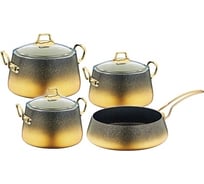 Набор посуды с антипригарным покрытием OMS collection из 7 (4/3) предметов крыш.стекл., руч.сталь., черный/медный 3041-IND-CP